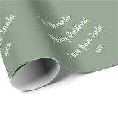 Naam | Van Santa | Sage Green Merry-kerst Cadeaupapier (Rol Hoek)