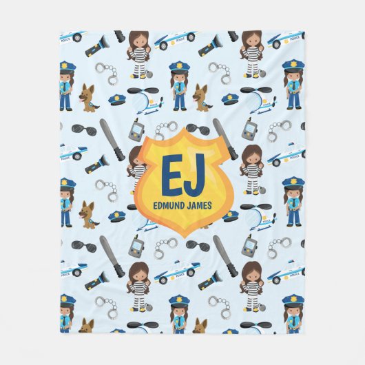 Naam van speciale meisjespolitie-badge fleece deken (Voorkant)