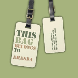 Naam van tas Naam adres Gepersonaliseerd Bagagelabel