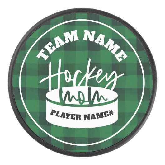 Naam van team Hockey mama aangepaste Hockey Puck (Voorkant)