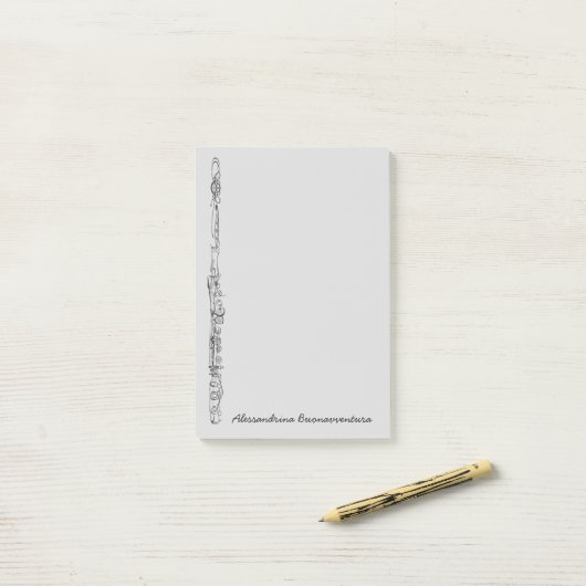  naam van Upright Flute Sketch Post-it® Notes (Op bureau)