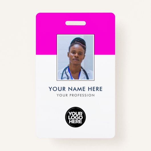 Naam van uw zorgverlener Logo Foto Clip Badge (Voorkant)