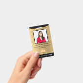 Naam van werknemer Foto Bar Code Logo Goud Zwart Badge (Handheld)