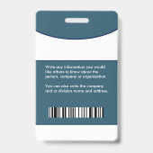 Naam van werknemer Foto Logo Bar Code Logo ID Card Badge (Achterkant)