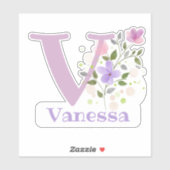 Naam Vanessa met de Letter V Sticker Uitknippen (Vel)