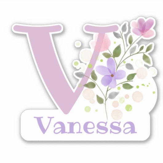 Naam Vanessa met de Letter V Sticker Uitknippen (Voorkant)