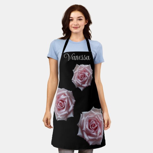  naam Vanessa  roze rose boho Schort (Gedragen)