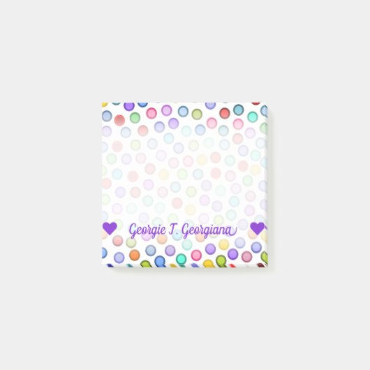  naam; Veel kleurrijke cirkels Post-it® Notes (Voorkant)