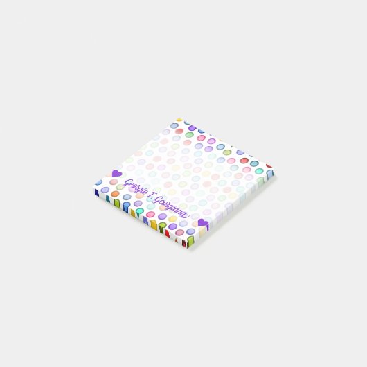  naam; Veel kleurrijke cirkels Post-it® Notes (Schuin)