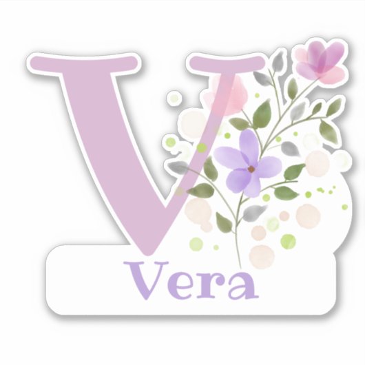 Naam Vera met de Letter V Sticker Uitknippen (Voorkant)
