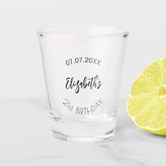 Naam verjaardagsfeestje shot glas (Voorkant)