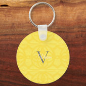 Naam verlicht gele Waterverf Batik Monogram Sleutelhanger (Voorkant)