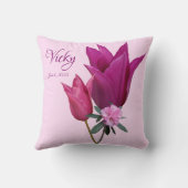 naam Vicky roze tulpen bloemig Kussen (Achterkant)