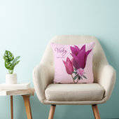 naam Vicky roze tulpen bloemig Kussen (Stoel)