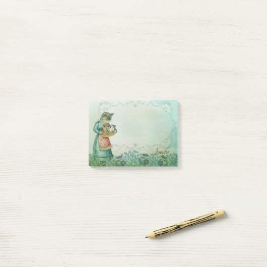 Naam Victoriaans Kat Kittens Sweet personaliseren Post-it® Notes (Op bureau)