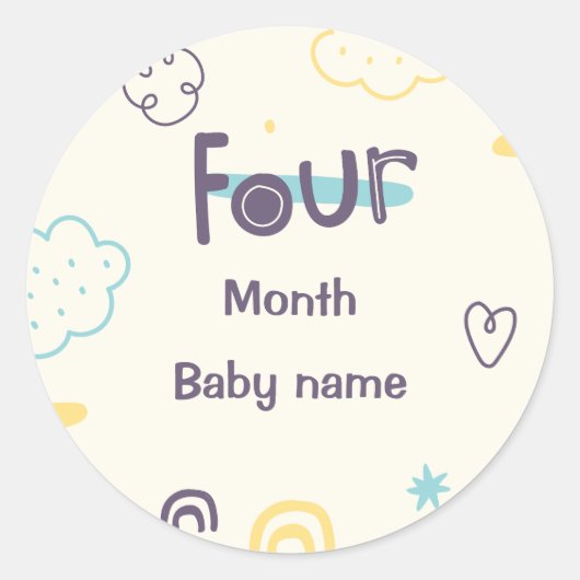 naam Vier maanden oude baby Ronde Sticker (Voorkant)