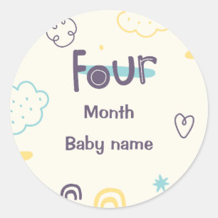  naam Vier maanden oude baby Ronde Sticker