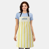Naam Vintage Gele Strepen Schort (Gedragen)