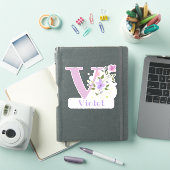Naam Violet met letter V Sticker cut-out (iPad Cover)