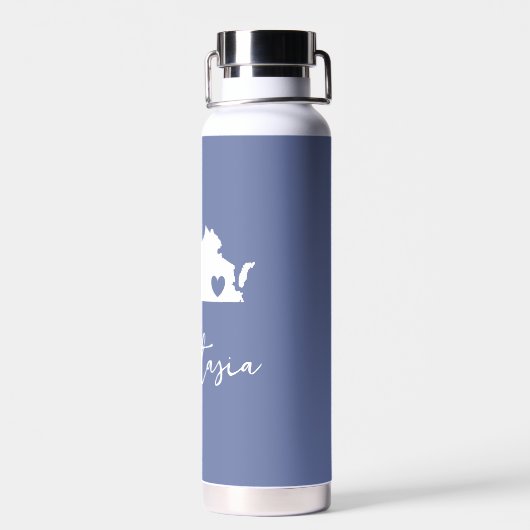  naam Virginia State Map Waterfles (Achterkant)