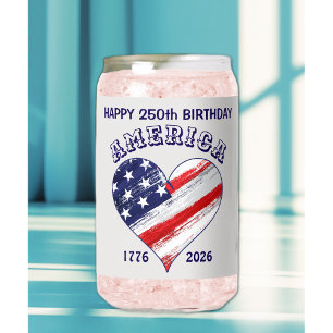 Naam Vlag Hart Gelukkig Verjaardag Amerika Vet Blikvorm Glas