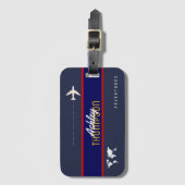 Naam & vliegtuig voor uw vliegreis avonturen bagagelabel (Voorkant (verticaal))