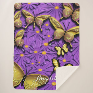 Naam vlinder en bloemen sherpa deken
