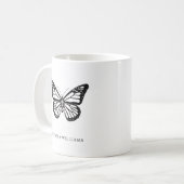 Naam Vlinder Zwart en Wit Koffiemok (Voorkant links)