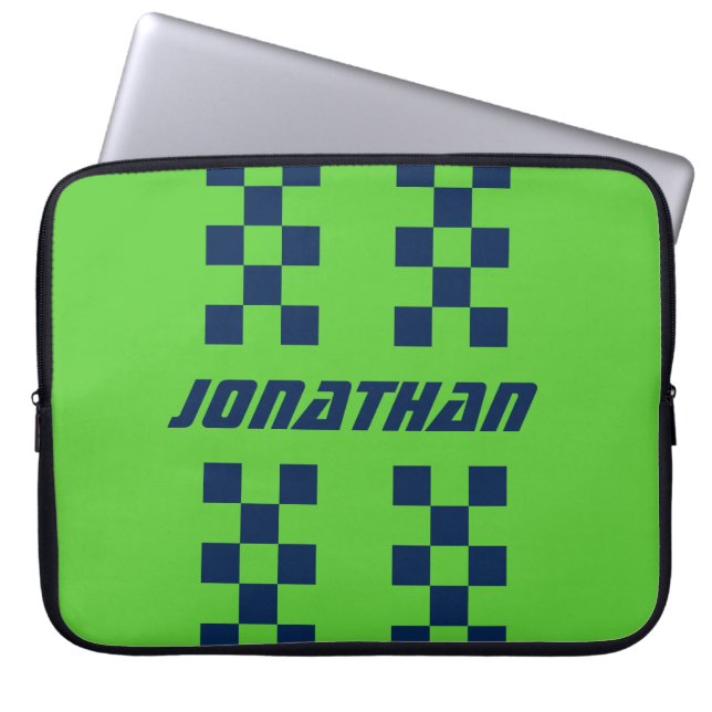 Naam Volledig aangepaste kleuren Dubbele gecheckte Laptop Sleeve (Voorkant)