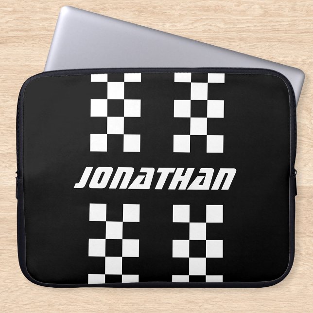 Naam Volledig Aangepaste Kleuren Dubbele Geruite S Laptop Sleeve (Creator heeft geüpload)