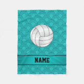 Naam volleybal zwarte turquoise halve cirkels fleece deken (Voorkant)