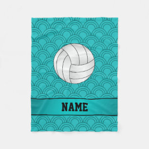 Naam volleybal zwarte turquoise halve cirkels fleece deken