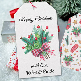 Naam, voor takken Rode bessen Kerstcadeau Tags Cadeaulabel