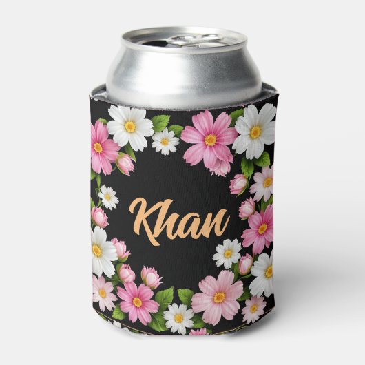 Naam voor witte en roze bloemen blikjeskoeler (Blikje Voorkant)