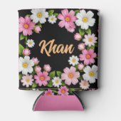 Naam voor witte en roze bloemen blikjeskoeler (Voorkant)