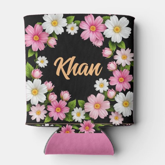 Naam voor witte en roze bloemen blikjeskoeler (Achterkant)