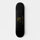 naam voor zwart-wit en gouden monogram persoonlijk skateboard (Voorkant)