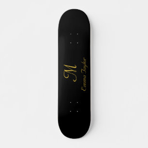  naam voor zwart-wit en gouden monogram persoonlijk skateboard