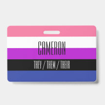 Naam / Voornaamwoord Badge voor Genderfluid Vlag