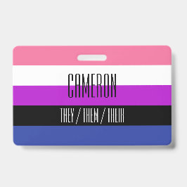 Naam / Voornaamwoord Badge voor Genderfluid Vlag