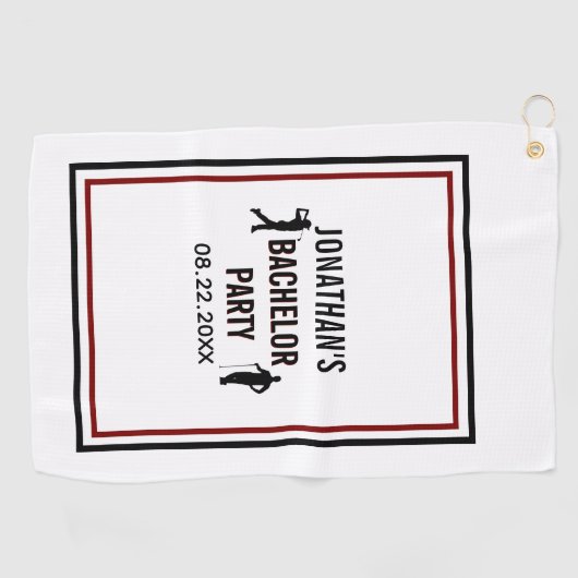 Naam vrijgezellenfeest Datum Golfhanddoek (Horizontaal)