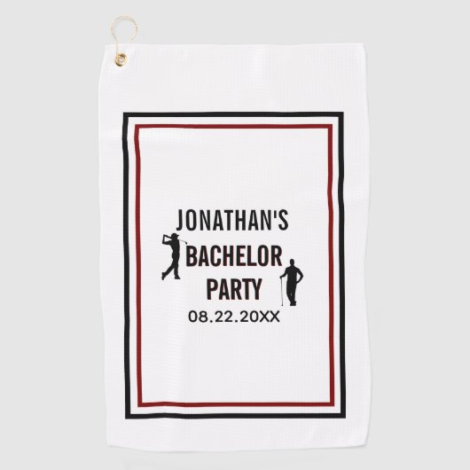 Naam vrijgezellenfeest Datum Golfhanddoek (Voorkant)