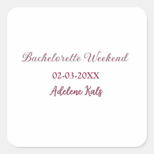 naam vrijgezellenfeest maron datum bruidsuitnodigi vierkante sticker