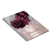 Naam Vrijgezellenfeest Marsala Drips Floral Peony Notitieboek (Rechterzijde)