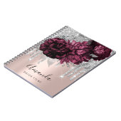 Naam Vrijgezellenfeest Marsala Drips Floral Peony Notitieboek (Linkerzijde)