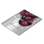 Naam Vrijgezellenfeest Marsala Drips Rozen Burgund Notitieboek (Linkerzijde)