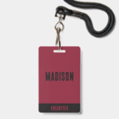Naam vrijwilliger All Access Pass evenement bordea Badge (Voorzijde met lanyard)
