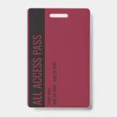Naam vrijwilliger All Access Pass evenement bordea Badge (Achterkant)