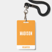 Naam vrijwilliger All Access Pass Evenement geel S Badge (Voorzijde met lanyard)