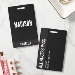 Naam vrijwilliger All Access Pass-evenement grijs  Badge